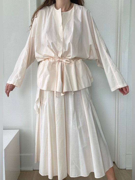 Other - Lagen Look unlabelled 100% Cotton 2 piece cream colour top and skirt size S & L